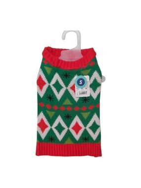 Christmas Dog Sweater Size Small Ugly Xmas Spider Argyle Green Red Pet Jumper
